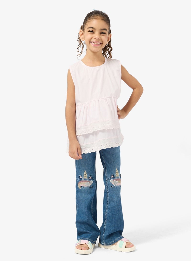 Pinata Pink Tier Lace Detail Top - Image 4