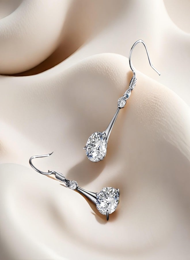 SBLING Platinum-Plated Cubic Zirconia Tear Drop Earrings - Image 5