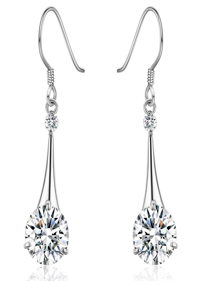 SBLING Platinum-Plated Cubic Zirconia Tear Drop Earrings - Image 1