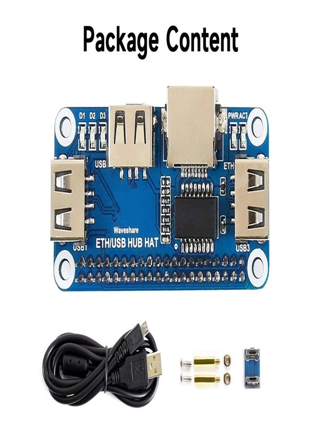Waveshare Ethernet/USB HUB Hat for Raspberry Pi Stable Wired Ethernet Connection with 1x RJ45 Ethernet Port and 3x USB Ports Compatible with USB2.0/1.1 Fits The Zero/Zero W/Zero WH - Image 2