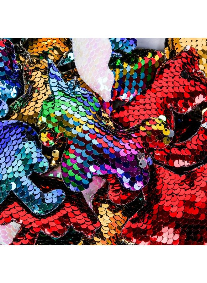 PROLOSO 40 Pcs Sequin Keychains Bulk Glitter Flip Keyrings Girls Fairy Party Favors Reversible Hanging Key Chains - Image 4