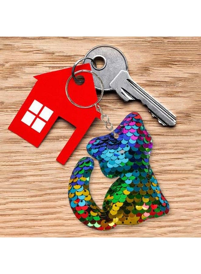 PROLOSO 40 Pcs Sequin Keychains Bulk Glitter Flip Keyrings Girls Fairy Party Favors Reversible Hanging Key Chains - Image 5