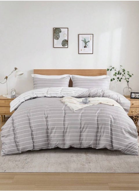 King size 6 pieces Bedding Set without filler, Posh Stripe Design.