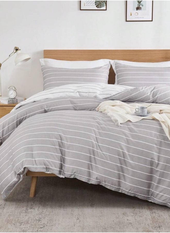 King size 6 pieces Bedding Set without filler, Posh Stripe Design.