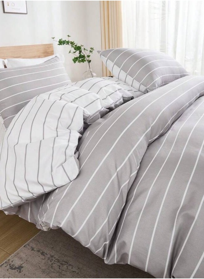King size 6 pieces Bedding Set without filler, Posh Stripe Design.