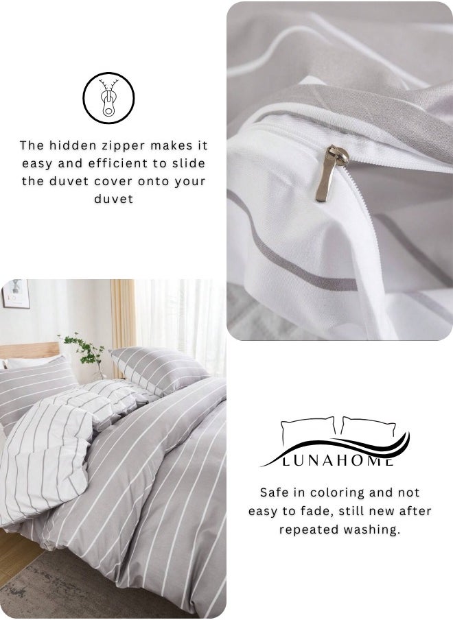 King size 6 pieces Bedding Set without filler, Posh Stripe Design.