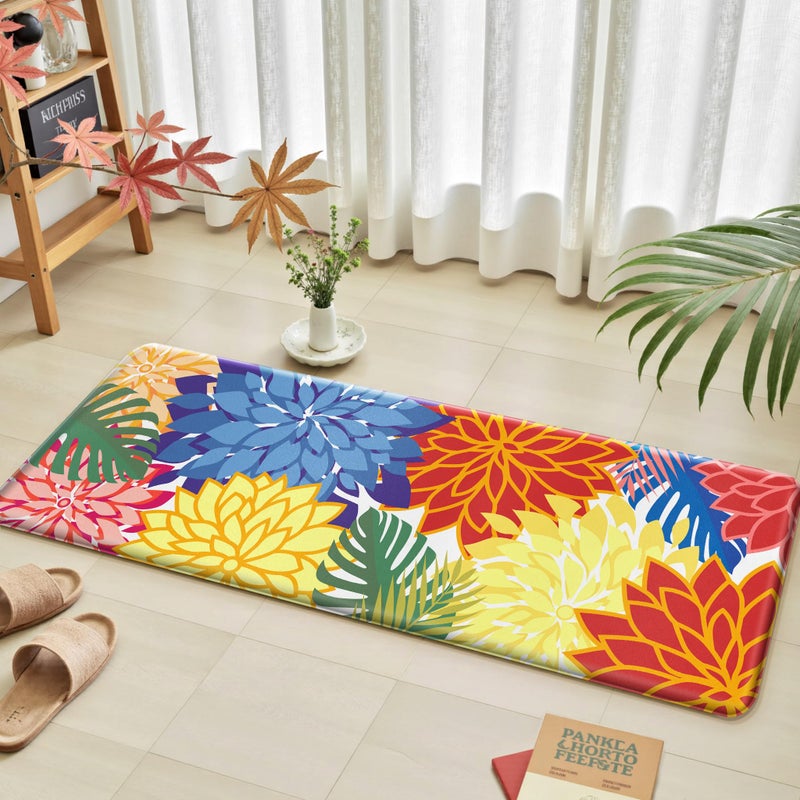 Arenarug Kitchen Mats for Floor 2PCS Cushioned Anti Fatigue Kitchen Mats Waterproof Non Slip Kitchen Mat Rug Set Comfort Foam Standing Mat for Sink, Laundry, Office,17.3" x 28" + 17.3" x 47", Colorful - Image 2