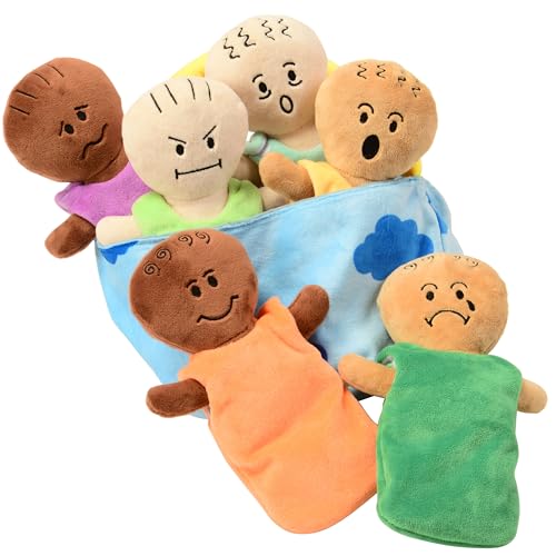 Constructive Playthings 6Piece Expression Plush Baby Dolls Set for Social Emotional Learning Plush Multicultural Sensory Cloth Babies Toy Set Multicolor - Image 1