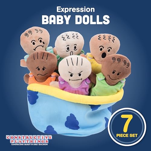 Constructive Playthings 6Piece Expression Plush Baby Dolls Set for Social Emotional Learning Plush Multicultural Sensory Cloth Babies Toy Set Multicolor - Image 5