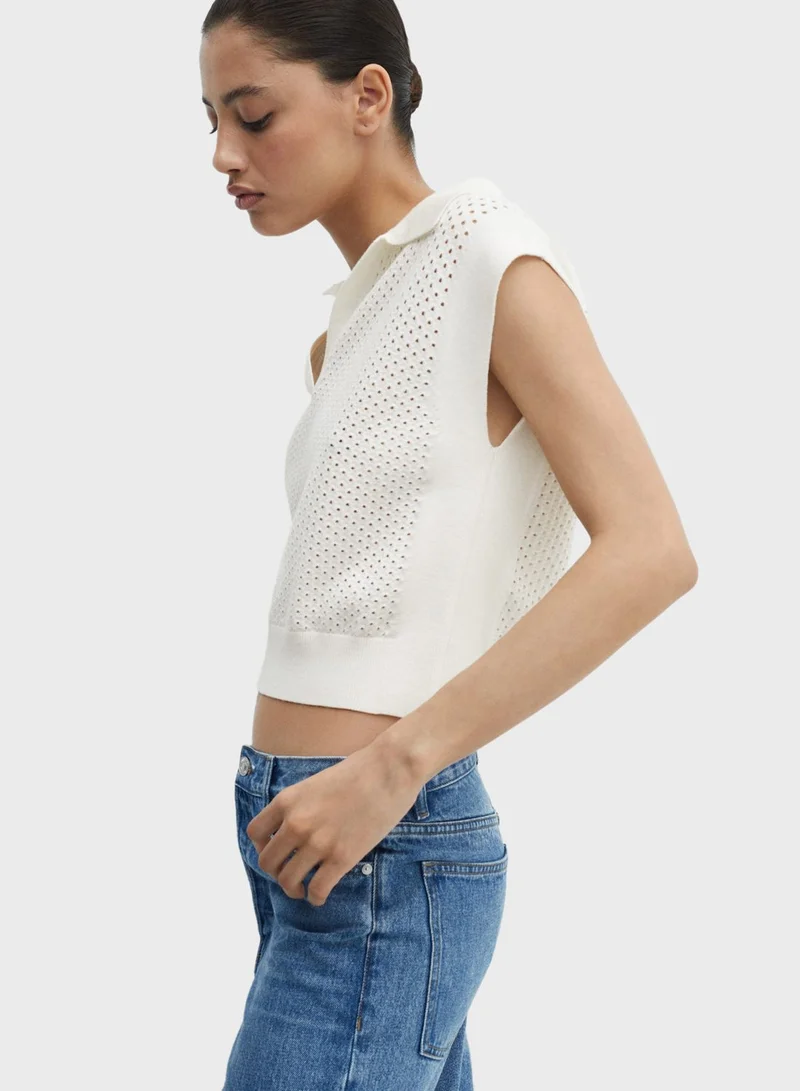 MANGO Open Work Detail Waistcoat