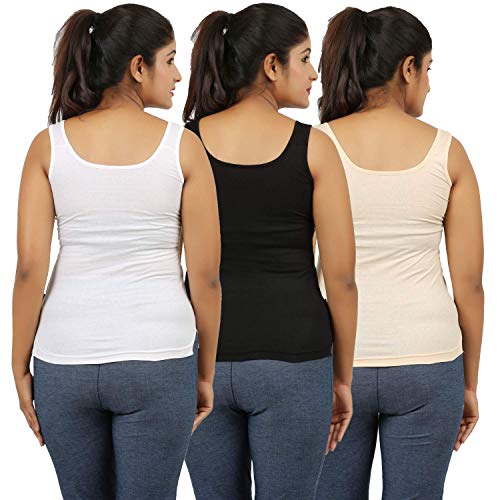 Neoteric Women's Super Combed Cotton Tank Top | Slim Fit Solid Design | Fabulous Inners for Everyday Wear | 100% Rich Color Fresh Fabric | Quick Dry, Stay New Comfort | Regular Fit Pack of 5 (90CM) - Image 3