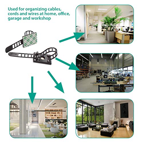 RayTour 200 Pieces Cable Management Desk Wire Organizer Cable Ties Zip Ties Adhesive Cord Clips Cord Keeper Desk Wire Management - Image 4