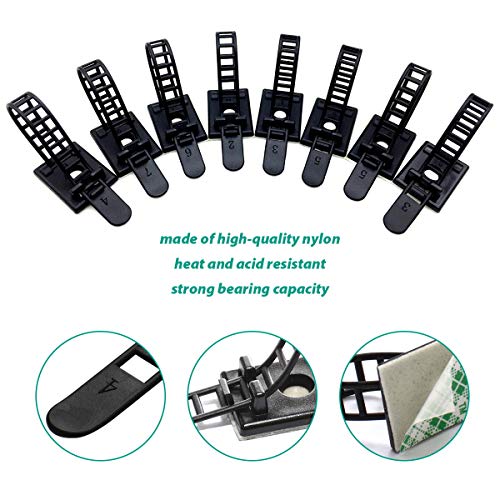 RayTour 200 Pieces Cable Management Desk Wire Organizer Cable Ties Zip Ties Adhesive Cord Clips Cord Keeper Desk Wire Management - Image 2