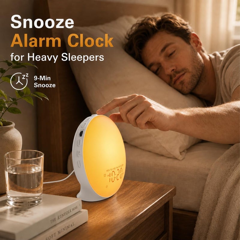 Jall Sunrise Alarm Clock White Noise Sound Machine with 22 Soothing Sounds, 17 NightLights, Wake Up Light Alarm Clock for Bedrooms, Heavy Sleepers - Image 5