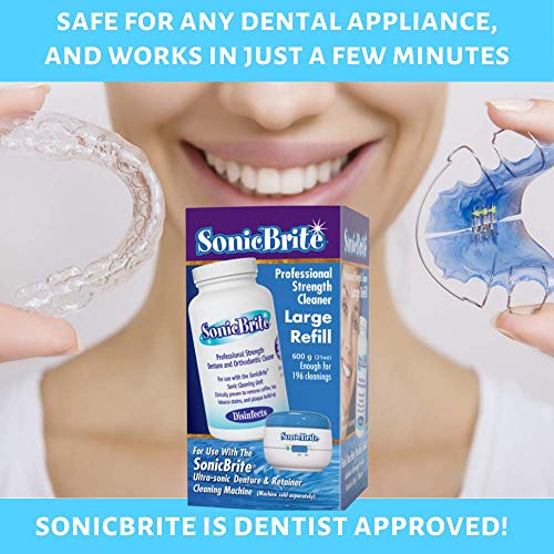 SonicBrite Professional Strength Dental Appliance Cleaning Powder 21 oz | Retainer, Aligner, Mouth Guard & Denture Cleaner eliminates stains and odor causing buildups (1 - Count) - Image 5
