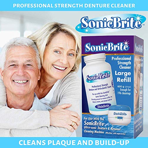 SonicBrite Professional Strength Dental Appliance Cleaning Powder 21 oz | Retainer, Aligner, Mouth Guard & Denture Cleaner eliminates stains and odor causing buildups (1 - Count) - Image 2
