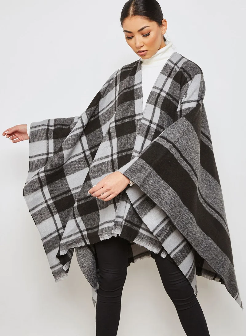 MANGO Checked Poncho