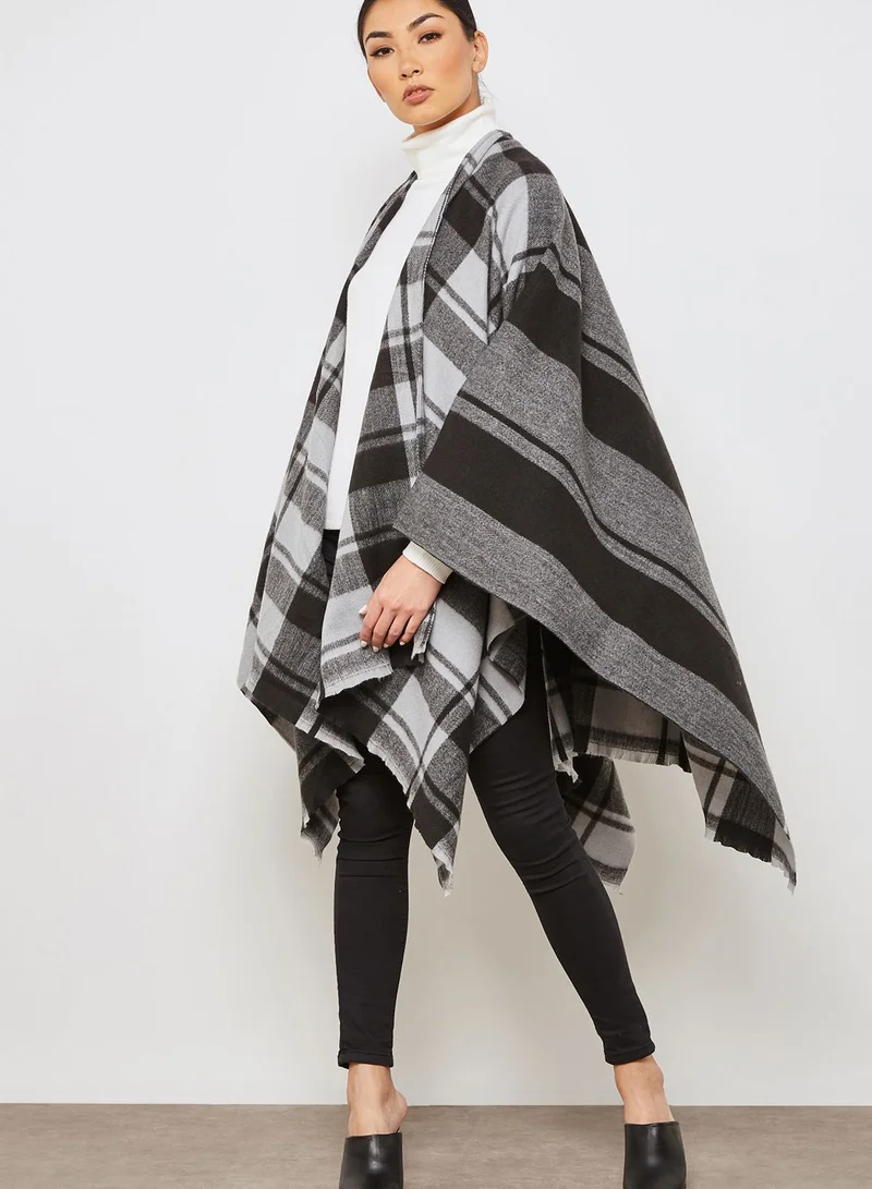 MANGO Checked Poncho