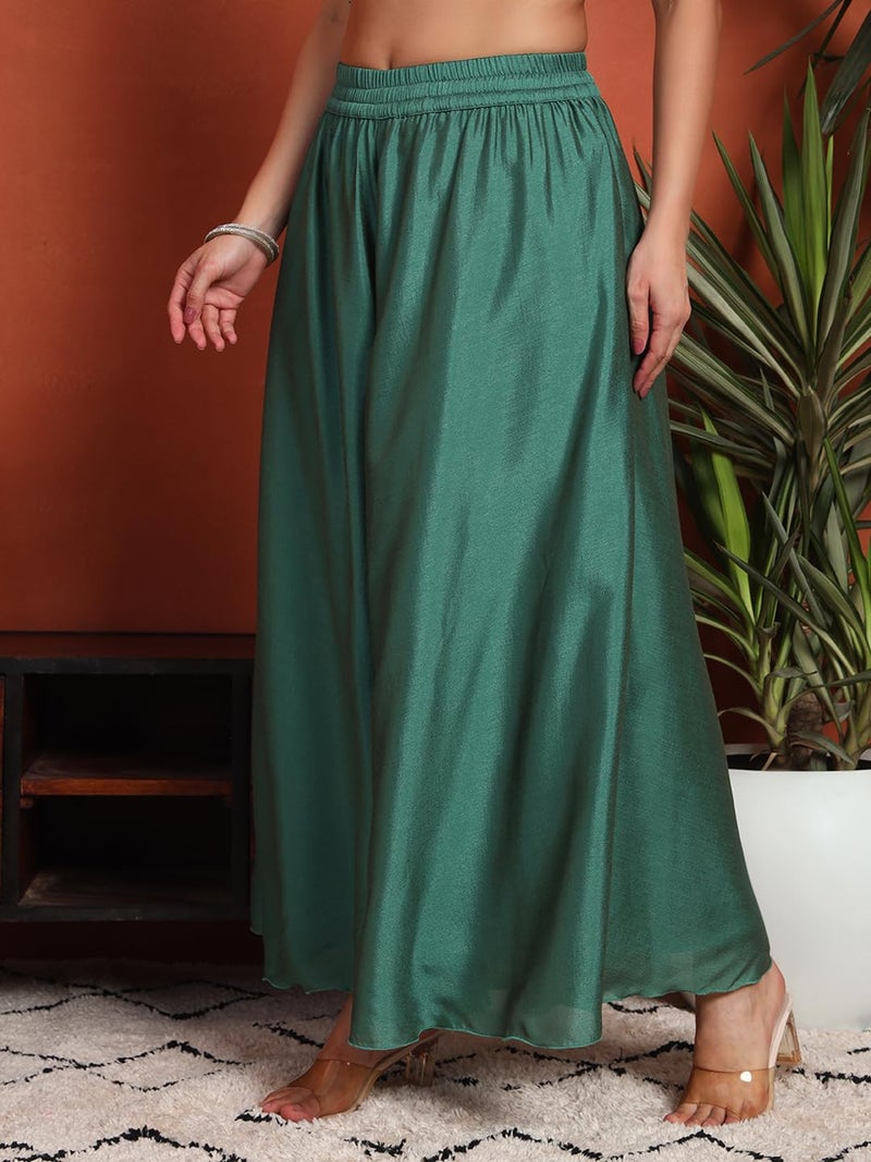 SHOPPING QUEEN Women's Silk Blend Embroidered Kurta and Palazzo Set (A586_Sea Green_XL) - Image 5
