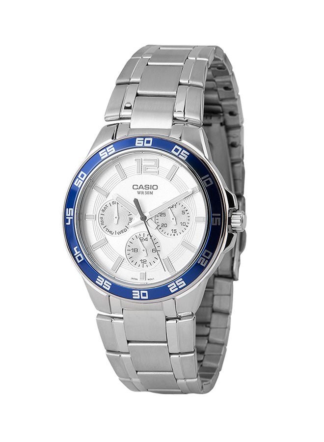 كاسيو ساعة يد إنتايسر بعقارب مقاومة للماء طراز MTP-1300D-7A2VDF - 40 مم - فضي رجال - Image 1