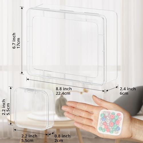 Mathtoxyz Bead Organizer Box, 62Pcs Small Organizers and Storage Plastic Cases, Mini Clear Storage Containers With Hinged Lid, Rectangle for Bracelet Making, DIY Jewelry Craft, Nail - Image 2