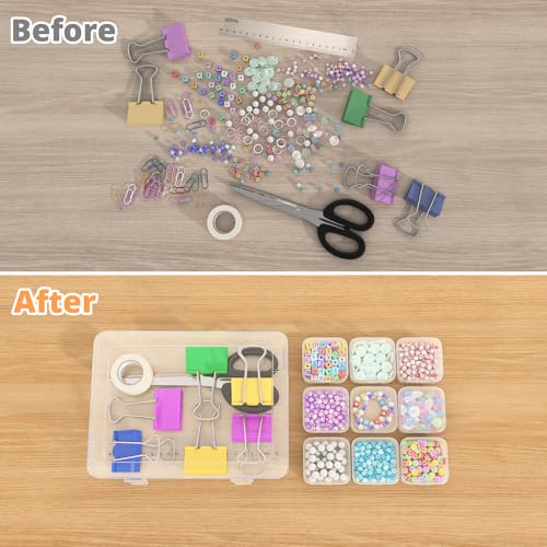 Mathtoxyz Bead Organizer Box, 62Pcs Small Organizers and Storage Plastic Cases, Mini Clear Storage Containers With Hinged Lid, Rectangle for Bracelet Making, DIY Jewelry Craft, Nail - Image 5