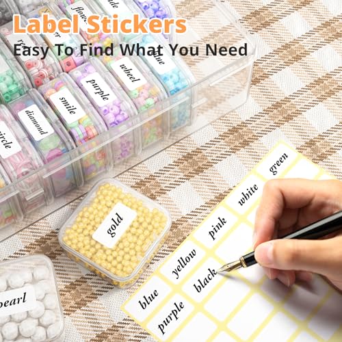 Mathtoxyz Bead Organizer Box, 62Pcs Small Organizers and Storage Plastic Cases, Mini Clear Storage Containers With Hinged Lid, Rectangle for Bracelet Making, DIY Jewelry Craft, Nail - Image 4