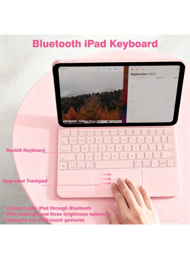 آرترابيت حافظة لوحة مفاتيح لأجهزة iPad 11th (A16، 2025)/ iPad 10th Generation(2022)، حافظة لوحة مفاتيح لأجهزة 11th/10th مع حامل مغناطيسي، لوحة تتبع متعددة اللمس، إضاءة خلفية بـ 7 ألوان، لون وردي - Image 2