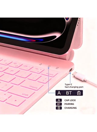 Keyboard case for iPad 11th(A16, 2025)/ iPad 10th Generation(2022), Keyboard Case for 11th/10th with Magnetic Stand, Multi-Touch Trackpad, 7-Color Backlight,Pink - view 5