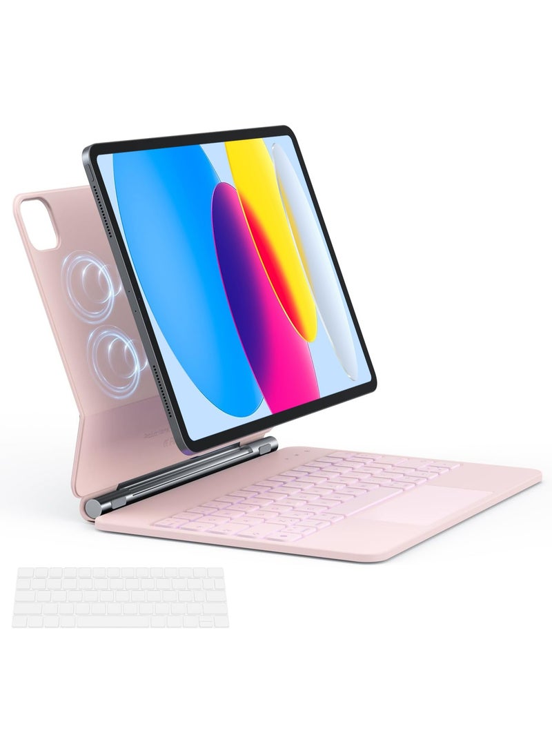 آرترابيت لوحة مفاتيح مغناطيسية لجهاز iPad مقاس 11 بوصة (A16، 2025) / جهاز iPad من الجيل العاشر مقاس 10.9 بوصة (2022)، غطاء لوحة مفاتيح لجهاز iPad من الجيل الحادي عشر / العاشر، لوحة تتبع متعددة اللمس، مفاتيح بإضاءة خلفية بـ 7 ألوان، حامل مغناطيسي عائم، اللون الوردي - Image 1