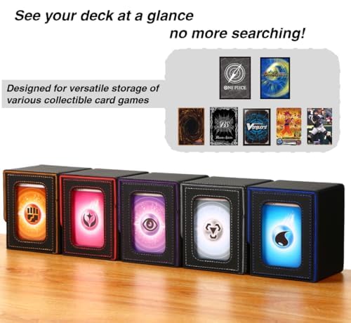 Venssu Mtg Deck Box For Commander Display  Fits 100 Double Sleeved Cards  Tcg Card Storage Box (Black And Yellow  1 Window) - Image 4