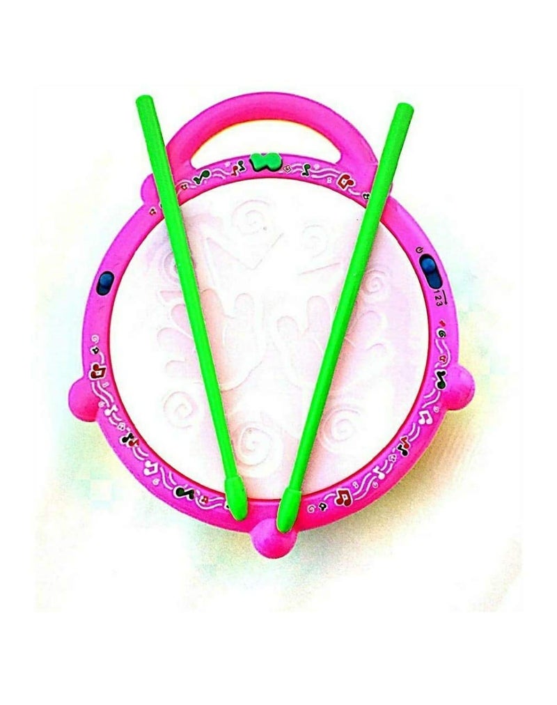 Fiddlys Flash Drum with Sticks - Pink and Yellow - Image 2
