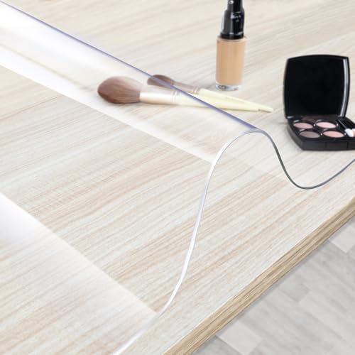 TOHONFOO Makeup Mat for Vanity Top, PVC Desk Mat - Easy to Clean, Waterproof & Oilproof, 23.6 x 11.8 in - Clear - Image 4
