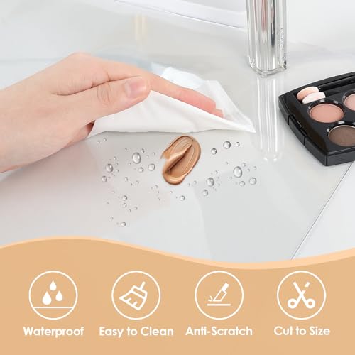 TOHONFOO Makeup Mat for Vanity Top, PVC Desk Mat - Easy to Clean, Waterproof & Oilproof, 23.6 x 11.8 in - Clear - Image 3