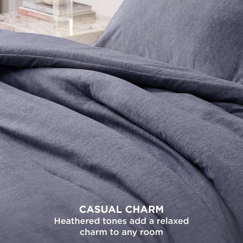 Bedsure 3 Pieces King Size Comforter Set, Cationic Dyed Soft Bedding for All Seasons, 1 Comforter (265 cm x 230 cm) and 2 Pillow Shams (50 cm x 90 cm), Denim Grey - Image 3