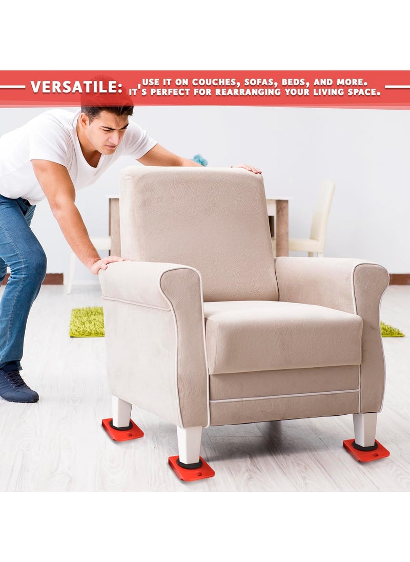 Generic - 5 Packs Furniture Lifter,Heavy Furniture Moving System Lifter Kit with 4 Slider,Furniture Slides Kit,Heavy Furniture Roller Move Tools,Up to 200kg/440 lb,360 Degree Rotatable Pads,Adjustable Head of - Image 1