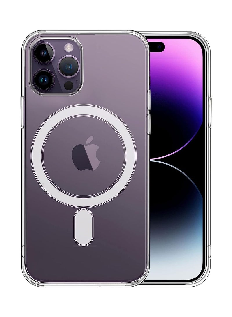متوافق مع جراب هاتف iPhone 14 Pro Max الشفاف ، غطاء واقٍ من السيليكون المقاوم للسقوط ومضاد للخدش ومضاد للخدش الأصفر ، لشاحن Magsafe ، شفاف مقاس 6.7 بوصات