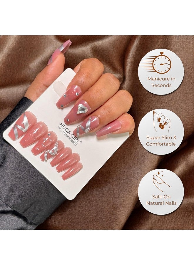 HUDA GIRL Fake Nails Nail Extension Kit,12Pcs Press On Nails Set With Nail Glue Sticker, Stick & Buffer, Reusable, Lightweight, Long Lasting, Easy To Use, Cute Aesthetic Designs For Girls, Women, Kids - Image 4