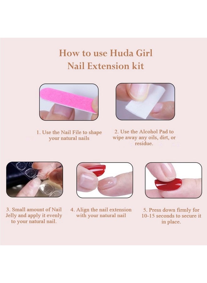 HUDA GIRL Fake Nails Nail Extension Kit,12Pcs Press On Nails Set With Nail Glue Sticker, Stick & Buffer, Reusable, Lightweight, Long Lasting, Easy To Use, Cute Aesthetic Designs For Girls, Women, Kids - Image 5