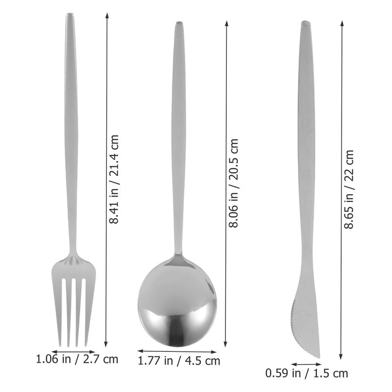 Stainless Steel Flatware Set 3pcs Silver Cutlery for Home Dinner and Travel - Image 3