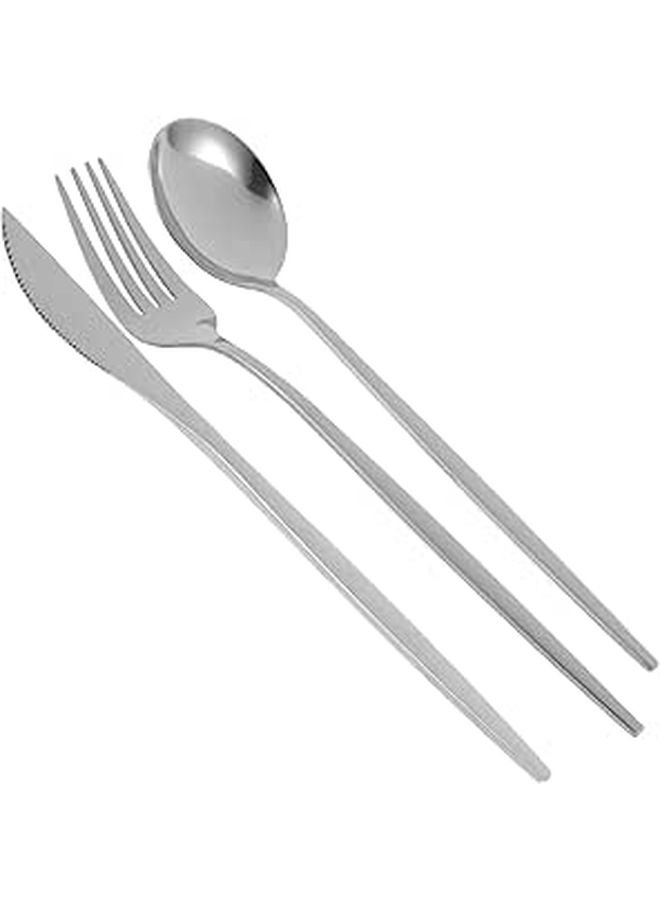 Stainless Steel Flatware Set 3pcs Silver Cutlery for Home Dinner and Travel - Image 1