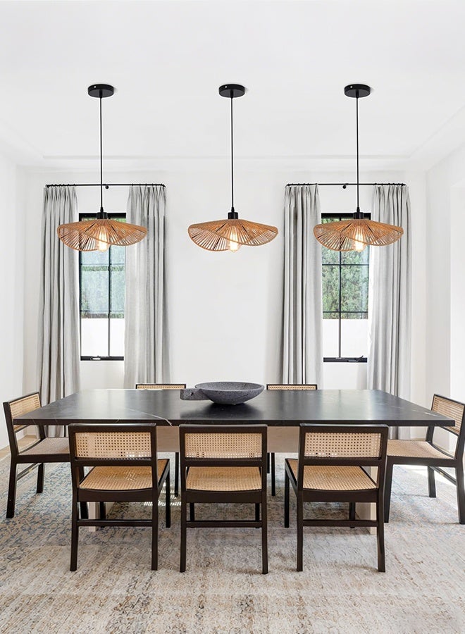 أبيكس مصباح إضاءة معلق من الروطان معلق حديث من الخيزران منسوج يدويًا من الخيزران بمصباح معلق 1 ضوء لغرفة نوم المزرعة غرفة المعيشة غرفة الطعام - Image 3