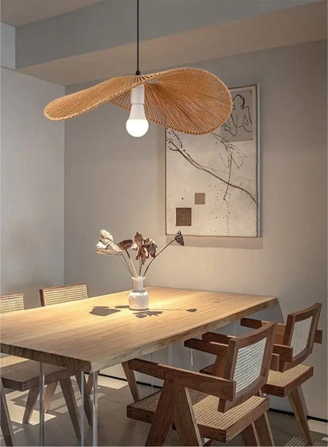 أبيكس مصباح إضاءة معلق من الروطان معلق حديث من الخيزران منسوج يدويًا من الخيزران بمصباح معلق 1 ضوء لغرفة نوم المزرعة غرفة المعيشة غرفة الطعام - Image 2