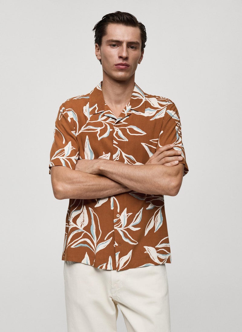 Mango Man Regular Fit Hawaiian Prin T-Shirt  - Image 1