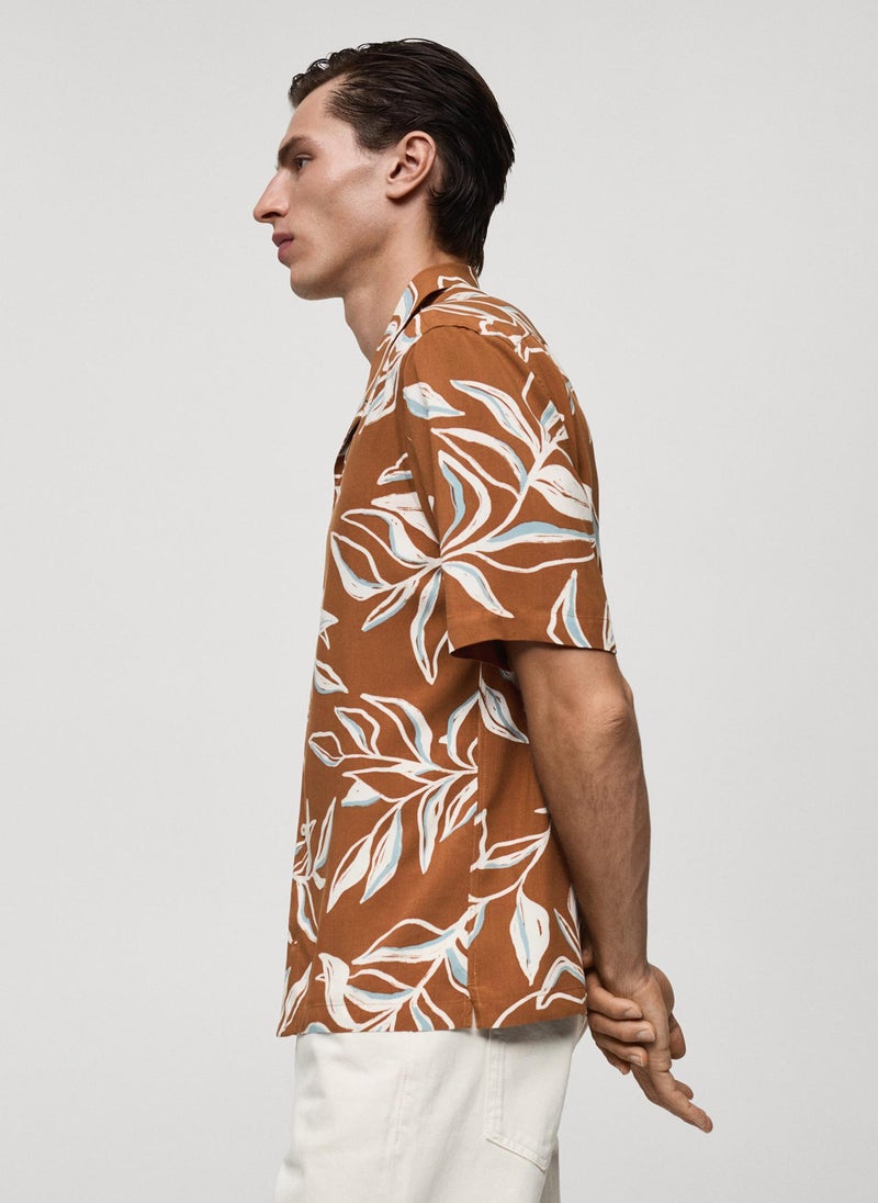 Mango Man Regular Fit Hawaiian Prin T-Shirt  - Image 3