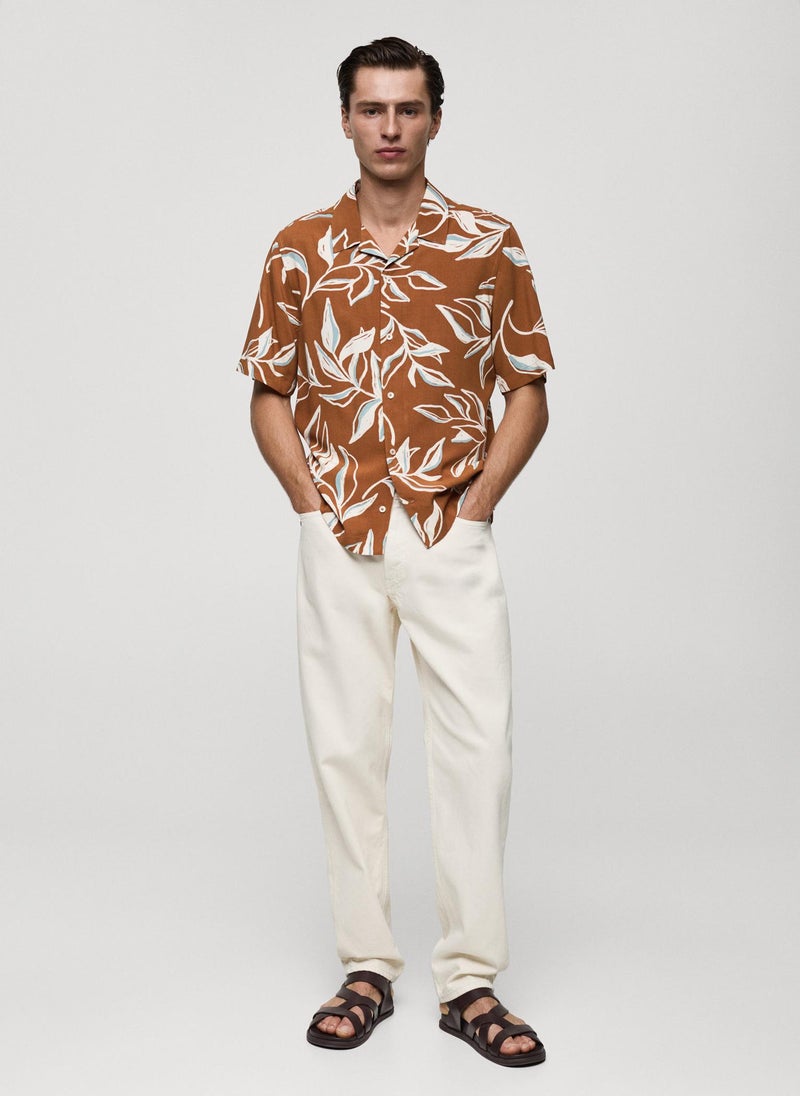Mango Man Regular Fit Hawaiian Prin T-Shirt  - Image 4