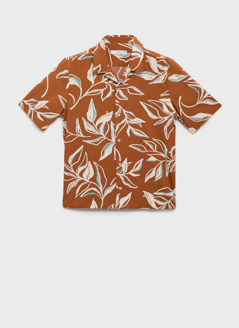 Mango Man Regular Fit Hawaiian Prin T-Shirt  - Image 5