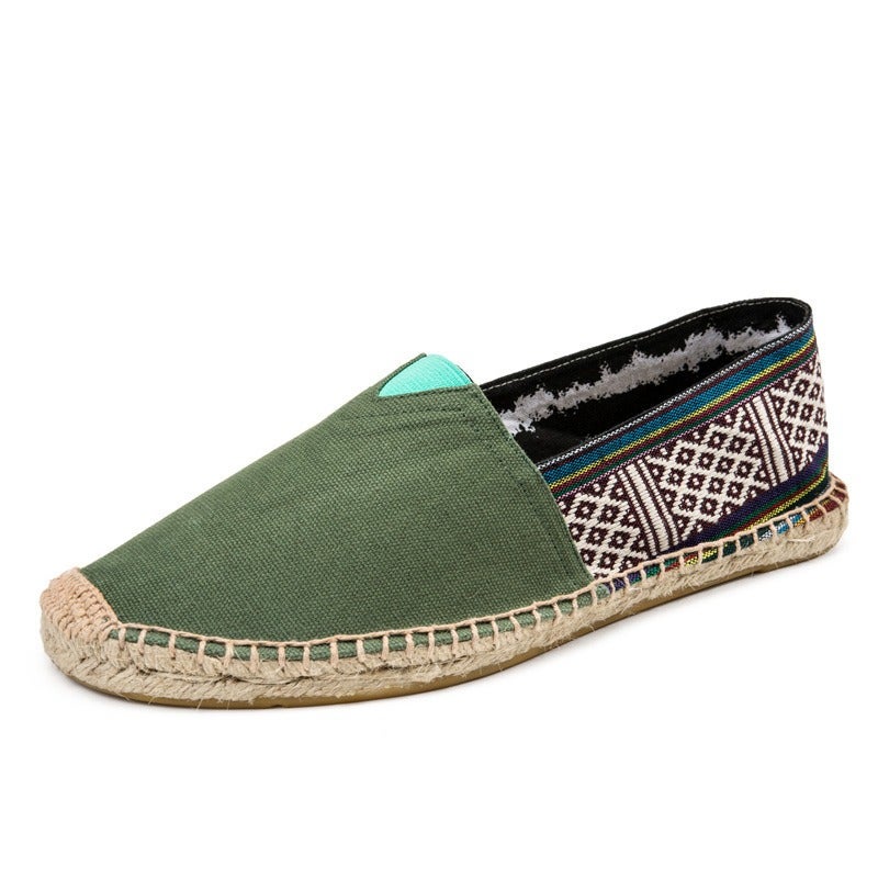 Linen Slip-On Fisherman Shoes for Men and Women - Breathable Woven Casual Canvas Shoes, Round Toe, Flat Heel, Unisex, Spring Summer Fall