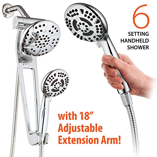 AquaDance AQUABAR High-Pressure 3-way Shower Spa Combo with Adjustable 18" Extension Arm for Easy Reach & Mobility! Enjoy Luxury 6" Rain & Handheld Shower Head Separately or Together! All-Chrome Finish - Image 2
