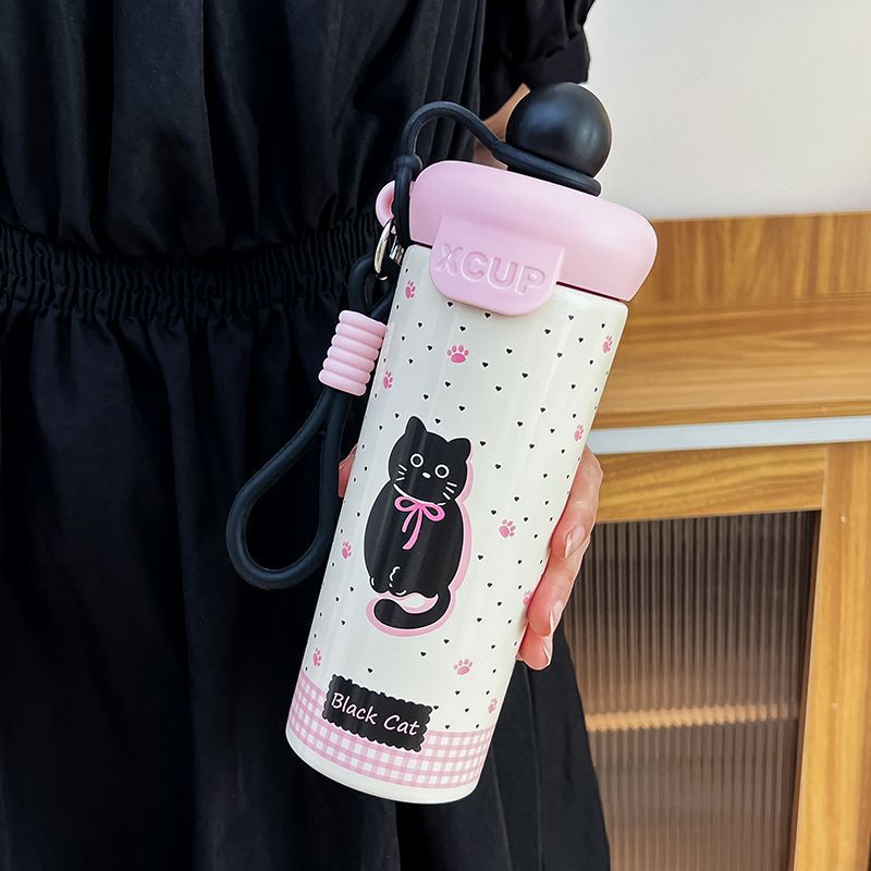 Large Capacity 316 Stainless Steel Vacuum Flask with Floating Ball Lid - Cute Portable Cup for  Women